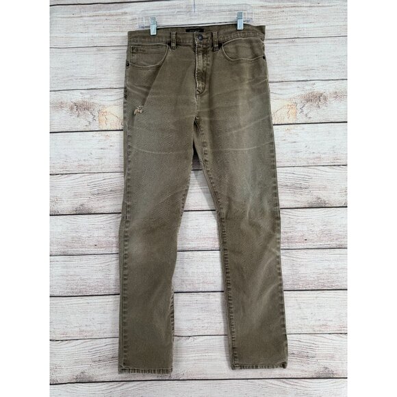 Proof Distressed Huckberry Slim Fit Stretch Canvas‎ Jeans Men's 32x32 Brown/Gray - Picture 1 of 13